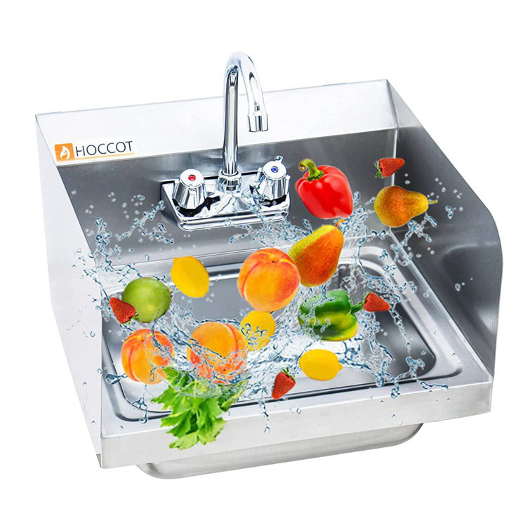 BTERAZ 304 Stainless Steel Sink, Wall Mounted Commercial Restaurant